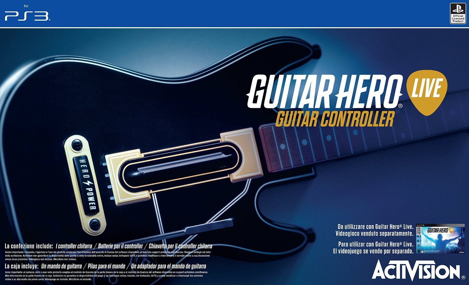 ACTIVISION 87498IS Playstation 3 Gitara Czarne akcesorium do gier wideo - Akcesoria do gier wideo (gitara, Playstation 3, analogowa/cyfrowa, bezprzewodowa, AA, czarna)