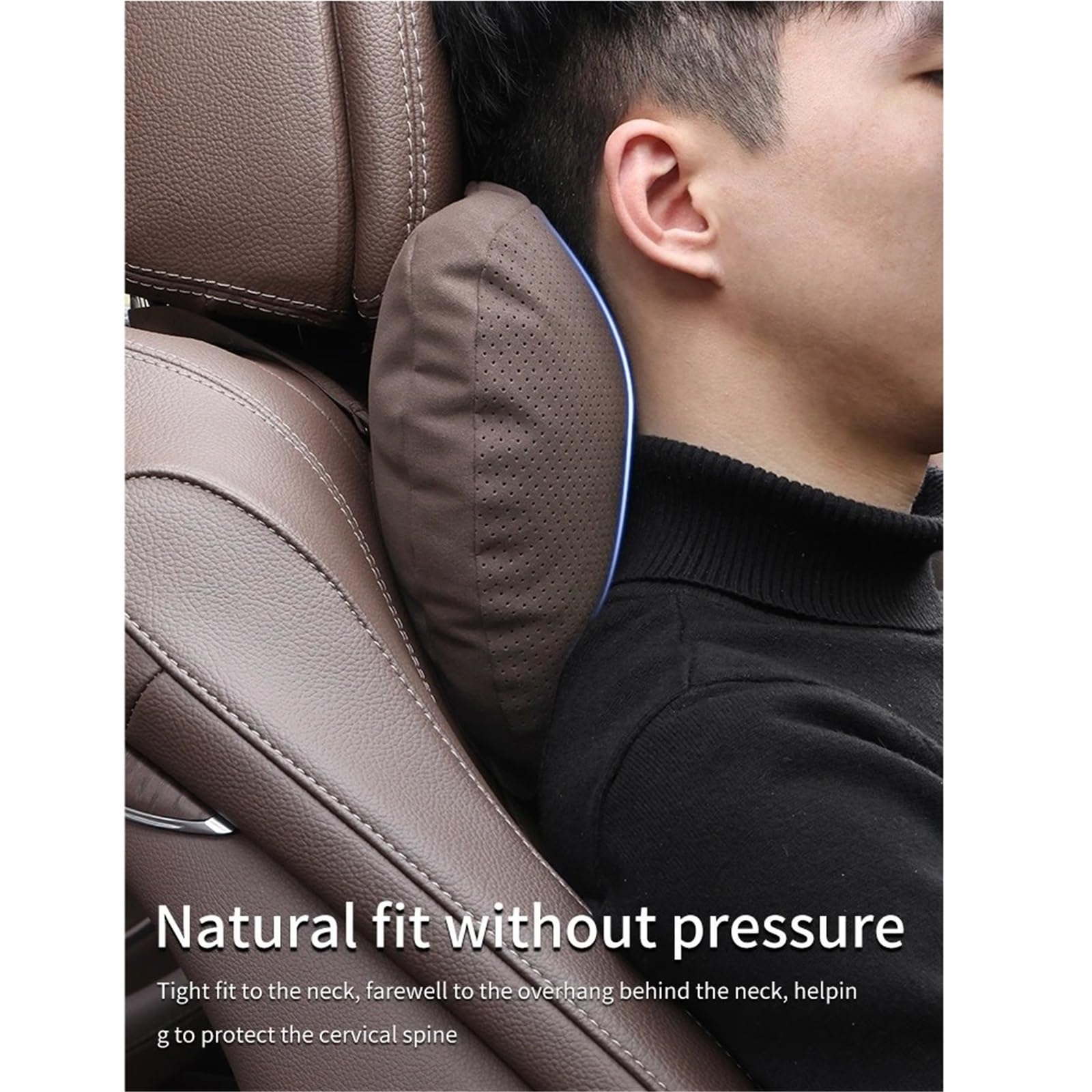 Cale-têtes pour sièges Auto Coussin Lombaire de Soutien pour Appui-tête et Nuque Compatible avec Polestar 1, 2, 3, 4 5 (2023-2024). Tête de Voiture(Black 1)