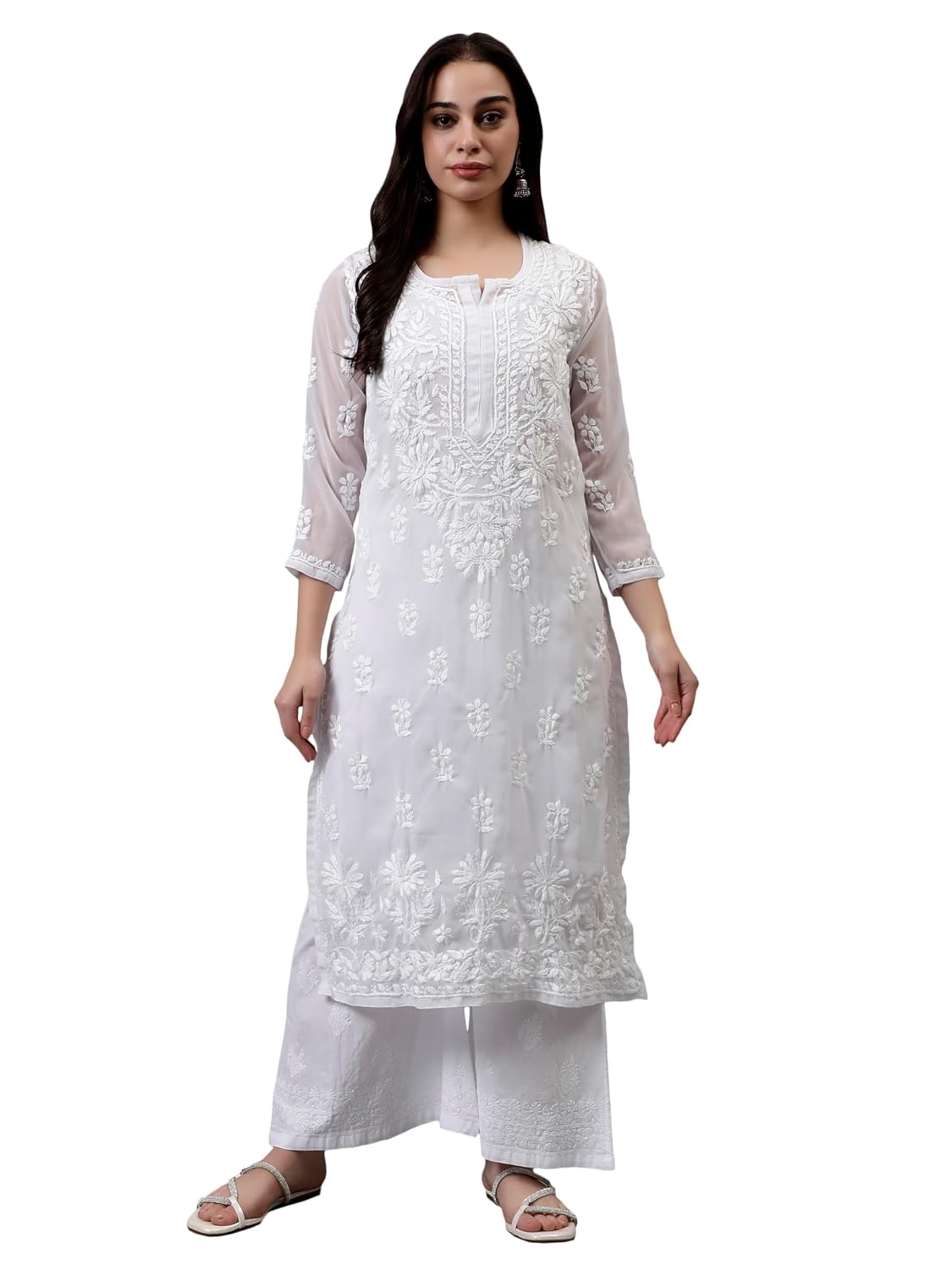 Seva Chikan Hand Embroidered Lucknowi Chikankari Georgette Women's Kurta with Inner Slip SCL4526 - Review, Price and Buying Guide