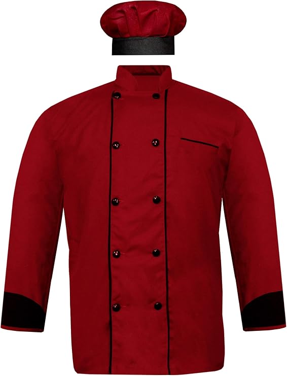 Leorenzo Creation JK08 Men Chef Coat Black Piping Chef