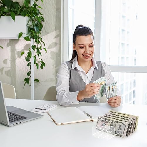 Miniatura 4 de Paquete de 2 bandejas acrílicas para dinero, bandeja de presupuesto de 7 secciones, organizador de dinero acrílico, organizador de dinero