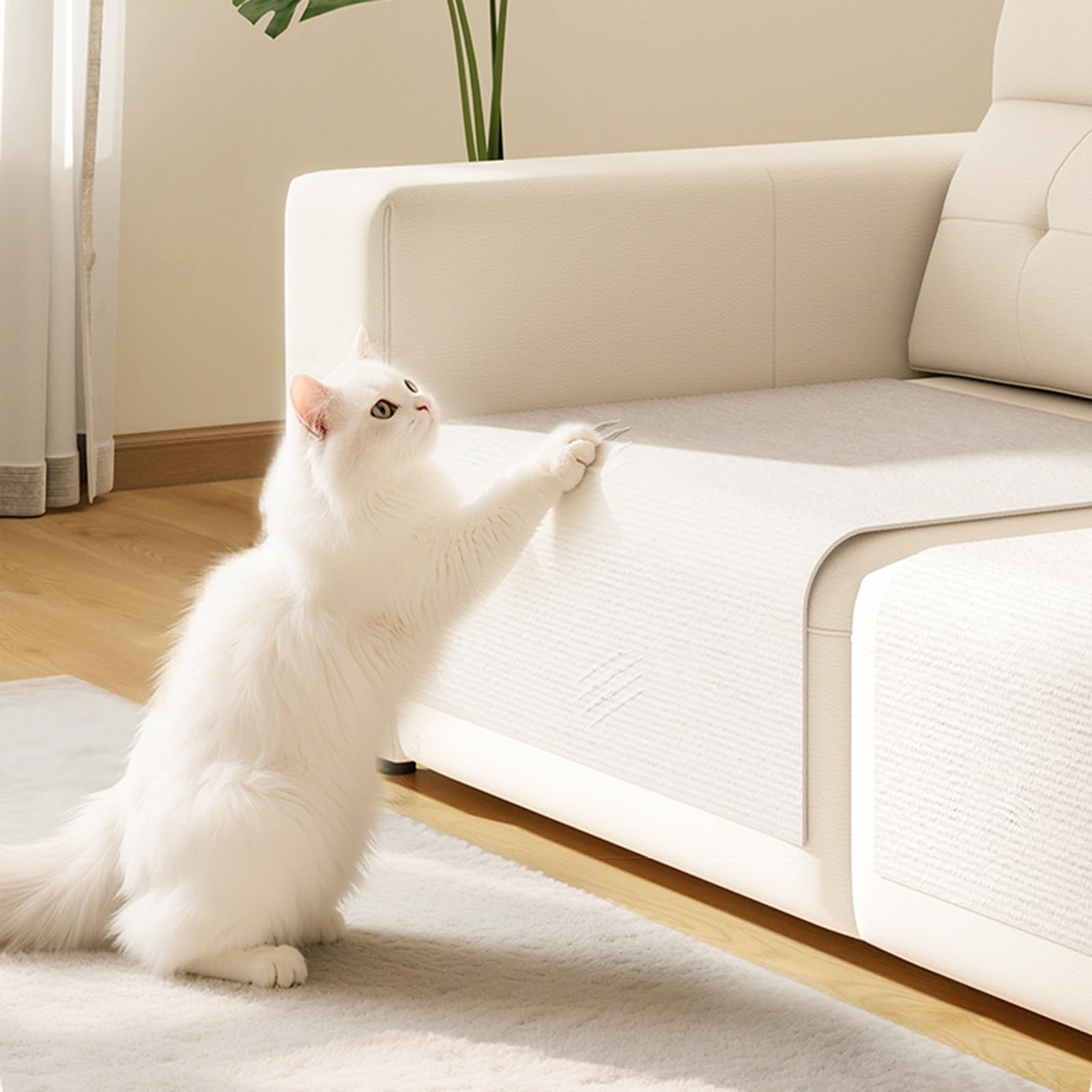 Tapete Kratzmatte Selbstklebend, Kratzschutz Sofa Katze, DIY Schneidbare Kletterwand Kratz, Multifunktional Self Adhesive Wallpaper für Sofa, Wand, Boden, Teppich(Khaki-60 x 200 cm)