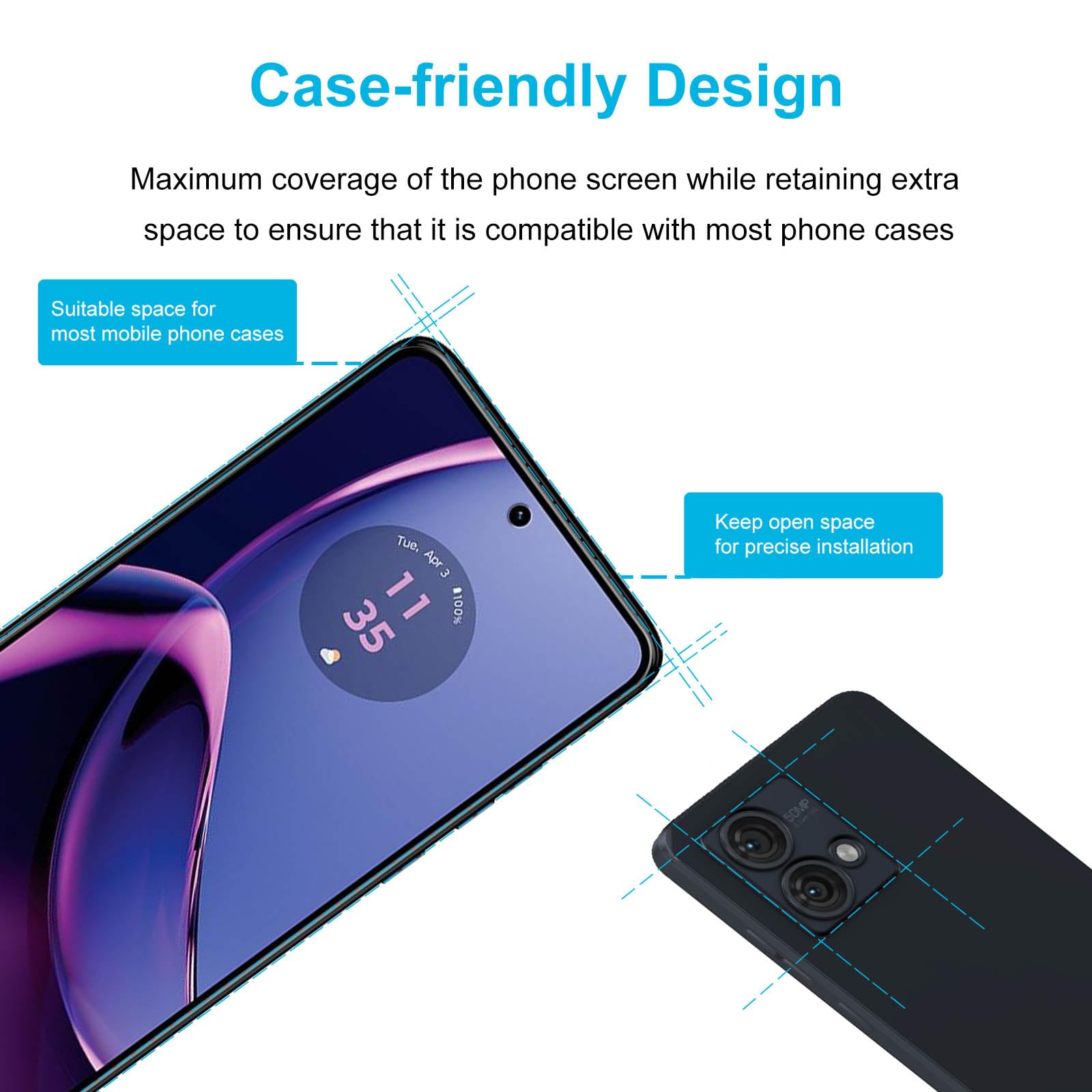 Didisky 3+2 Pack Tempered Glass Screen Protector for Motorola Moto G84 5G - Image 2