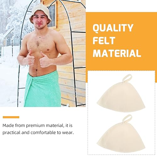 Miniatura 5 de EXCEART Gorro de baño de fieltro de lana, gorro de sauna de absorción de agua, gorro de baño para ducha, protección para la cabeza con lazo para