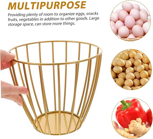 Miniatura 5 de SWOOMEY Cesta de almacenamiento de hierro forjado, contenedores de decoración de cerámica para decoración de frutas y alimentos, portador de huevos,
