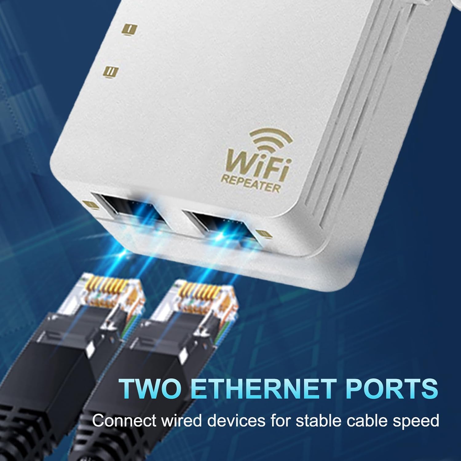 AC1200 WiFi Extender Signal Booster, Covers Up to 10000 Sq.ft and 60 Devices, 1200Mbps Dualband 2.4GHz&5GHz WiFi Range Extender,Wireless Repeater, Internet Booster with Ethernet Ports, WPS Setup
