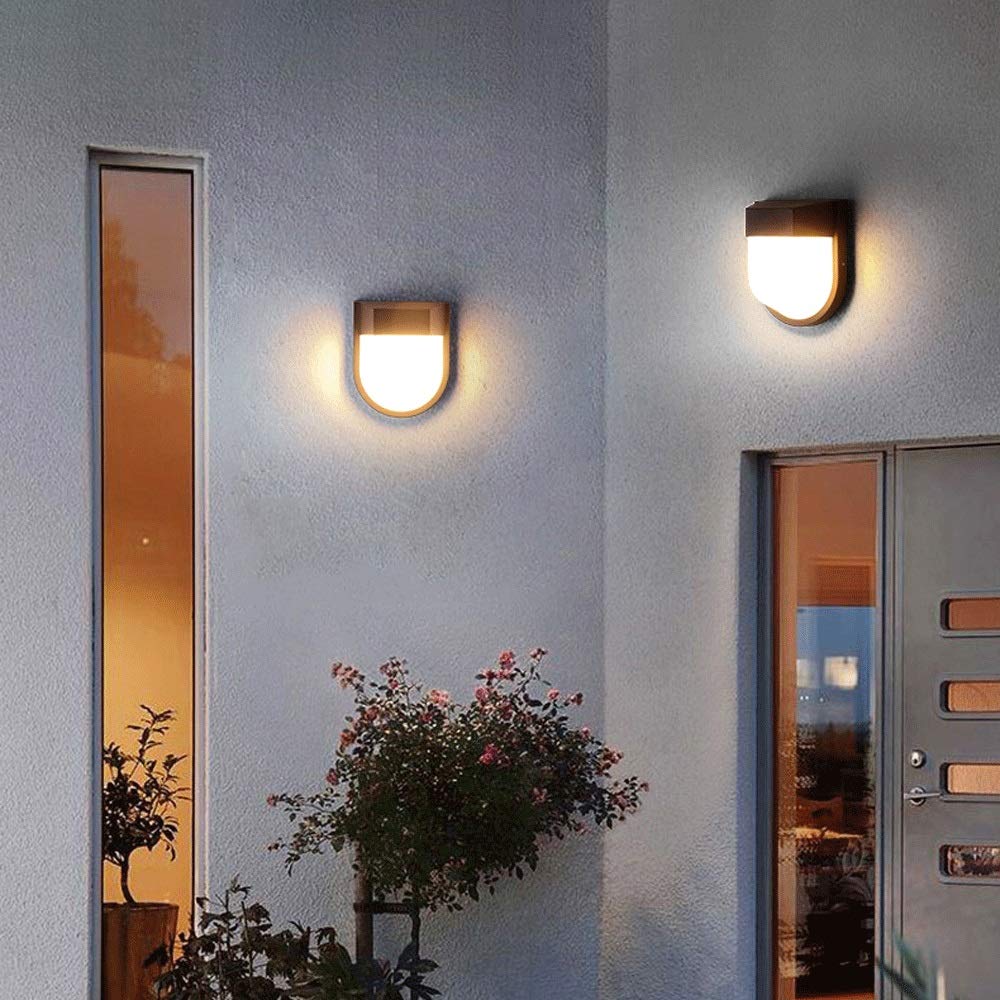 YSJNGF Led IP65 Wodoodporny Aluminiowy kinkiet zewnętrzny górę w dół do patio, ogrodu, przedpokoju, balkonu, werandy (ciepły biały) [klasa energetyczna A+]