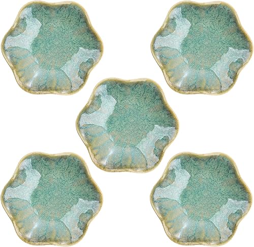 Miniatura 9 de VanEnjoy Platos de Flores Azules Cerámicos Platos Florales Pequeños Tazones para Salsa de Sumersión Plato de Salsa de Soja Cuencos de Preparación -