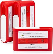 Pocket Travel Sharps Container for Blood Sugar Test Strips, Needle Container for Diabetic Insulin Pen Needle，Biohazard Treatment Container，Travel and Home Use (3 Packs)