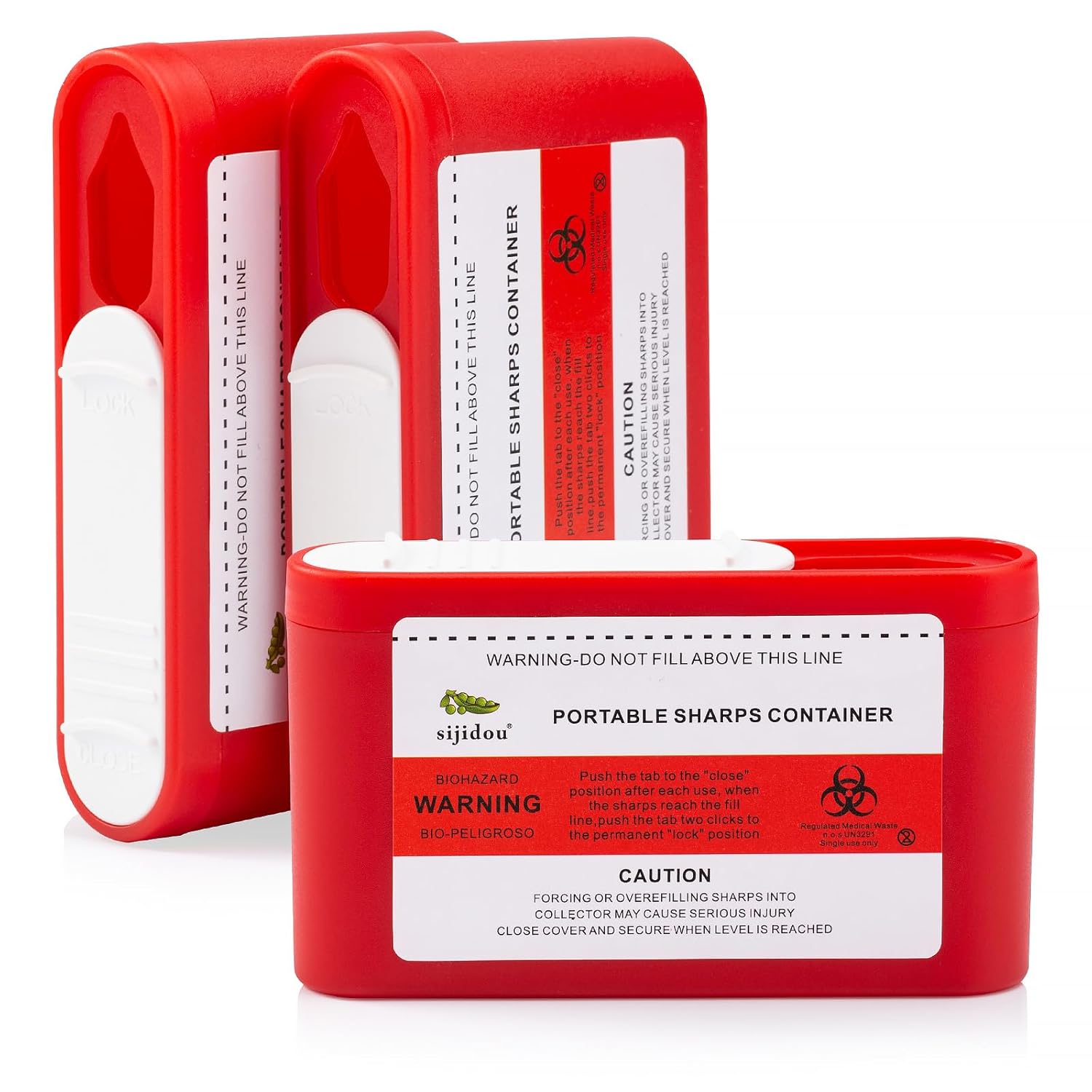 3 Pack Portable Sharps Container for Travel and Home Use, FSA/HSA Eligible, Pocket Travel Sharps Disposal Container, Designed for Diabetic Needles and Test Strips Compact Size for Daily Personal
