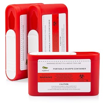 Small Portable Sharps Container for Insulin Needle Disposal | 3 Pack Travel-Friendly Sharps Box for Diabetics and Medical Sharps 3