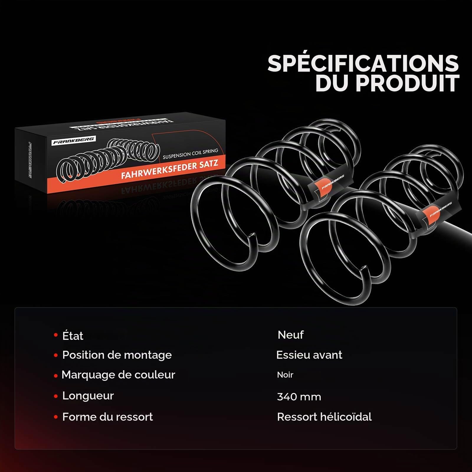 Frankberg 2 ressorts de suspension pour essieu avant 1J0411105BH