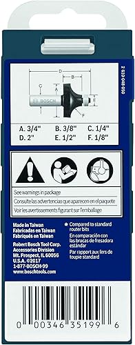 Miniatura 5 de Bosch 18-Inch Radius Roundover Dos flautas Router Bit con rodamiento de bolas
