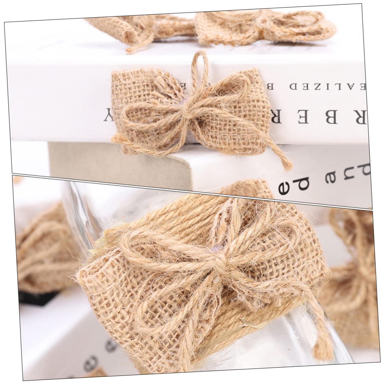 TOPBATHY 60 Piezas Arco de arpillera Adornos para arboles de Navidad Arco de fabricación de scarpebook moños navideños Christmas Ornaments Guirnalda decoración pequeños Lazos de arpillera
