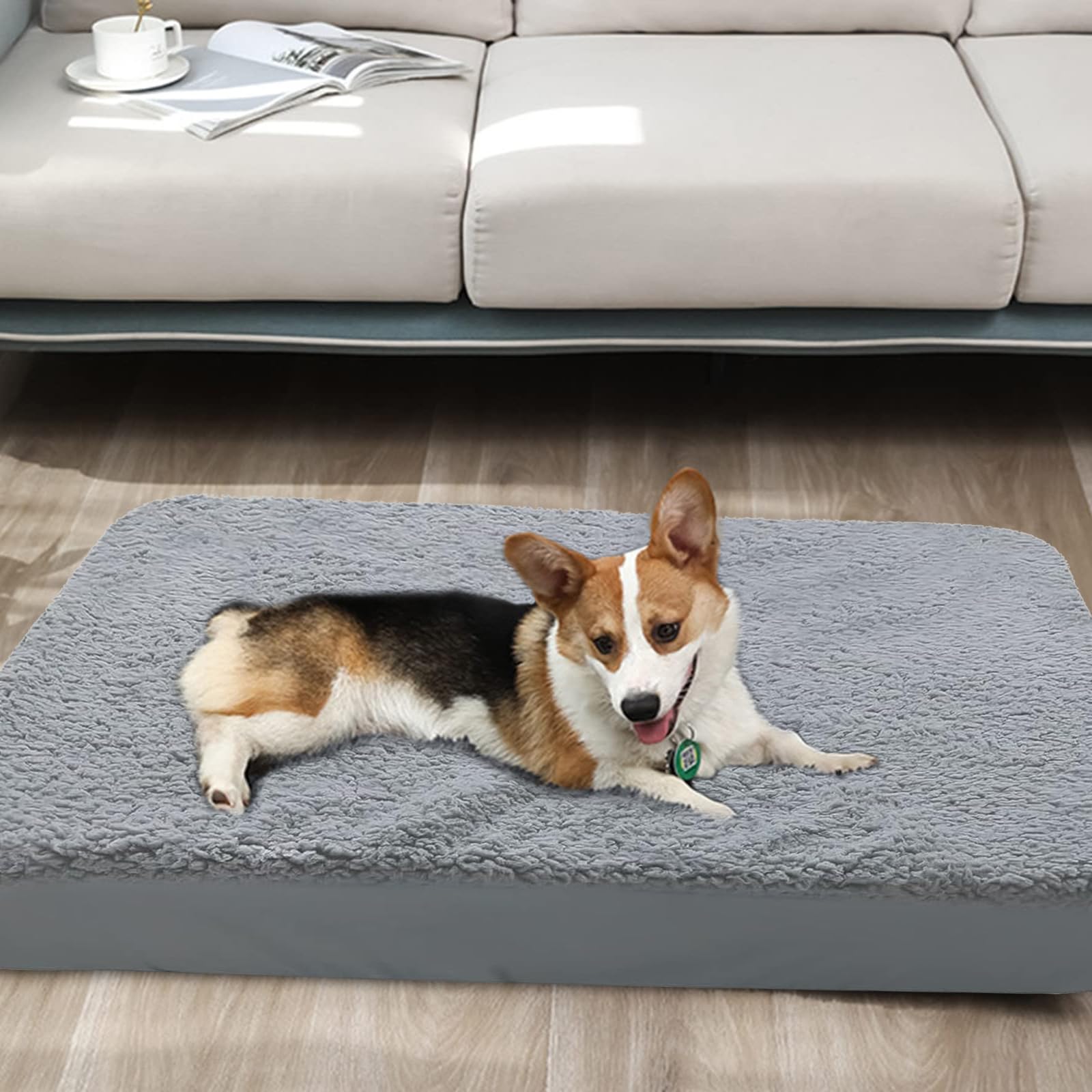 Rivestimento di ricambio per cuccia per cani, materasso di ricambio per cani, morbido rivestimento in peluche, 91 x 68 cm, ricambio per letto per cani, in spugna scamosciata, per casse dei cani, pad