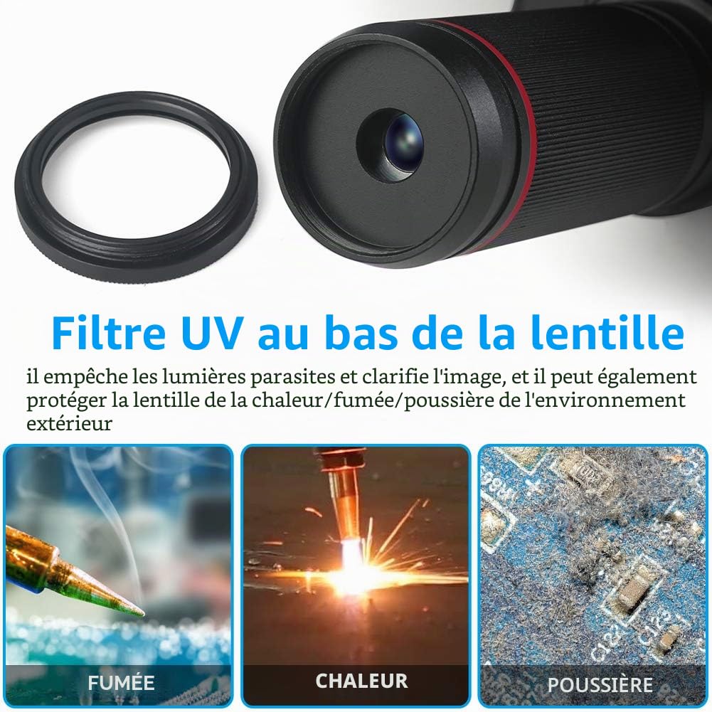 Andonstar AD407 Microscope numérique de soudure 3D HDMI avec écran LCD réglable de 7 pouces et 4MP UHD - Microscopes vidéo USB pour réparation de téléphone SMT SMD DIY