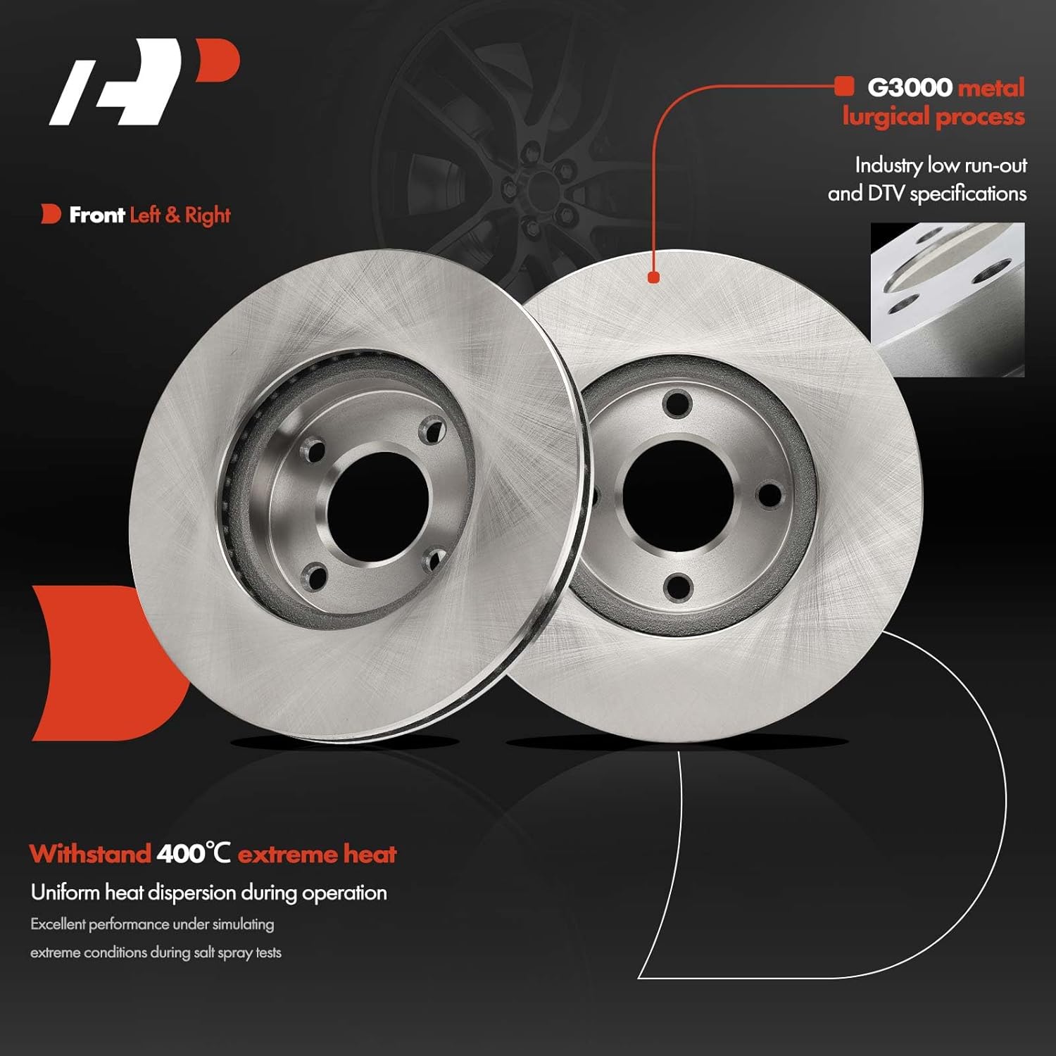 A-Premium Front and Rear Vented Disc Brake Rotors + Ceramic Pads Kit Compatible with Select Nissan Models - Versa 2020, Kicks 2018-2020, 12-PC Set