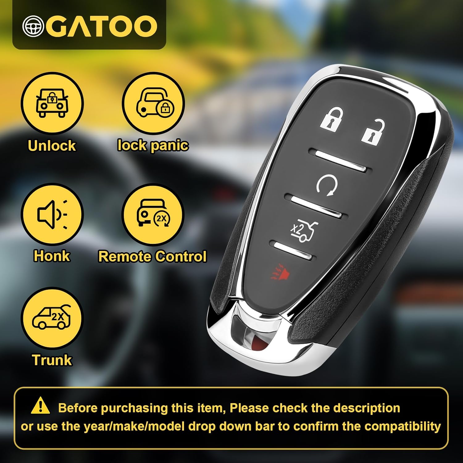 Replacement Key Fob Fit for Chevrolet Camaro Cruze Malibu 2016 2017 2018 2019 2020 2021 Smart Keyless Entry Remote Control, Replaces HYQ4EA 13508769 13529662