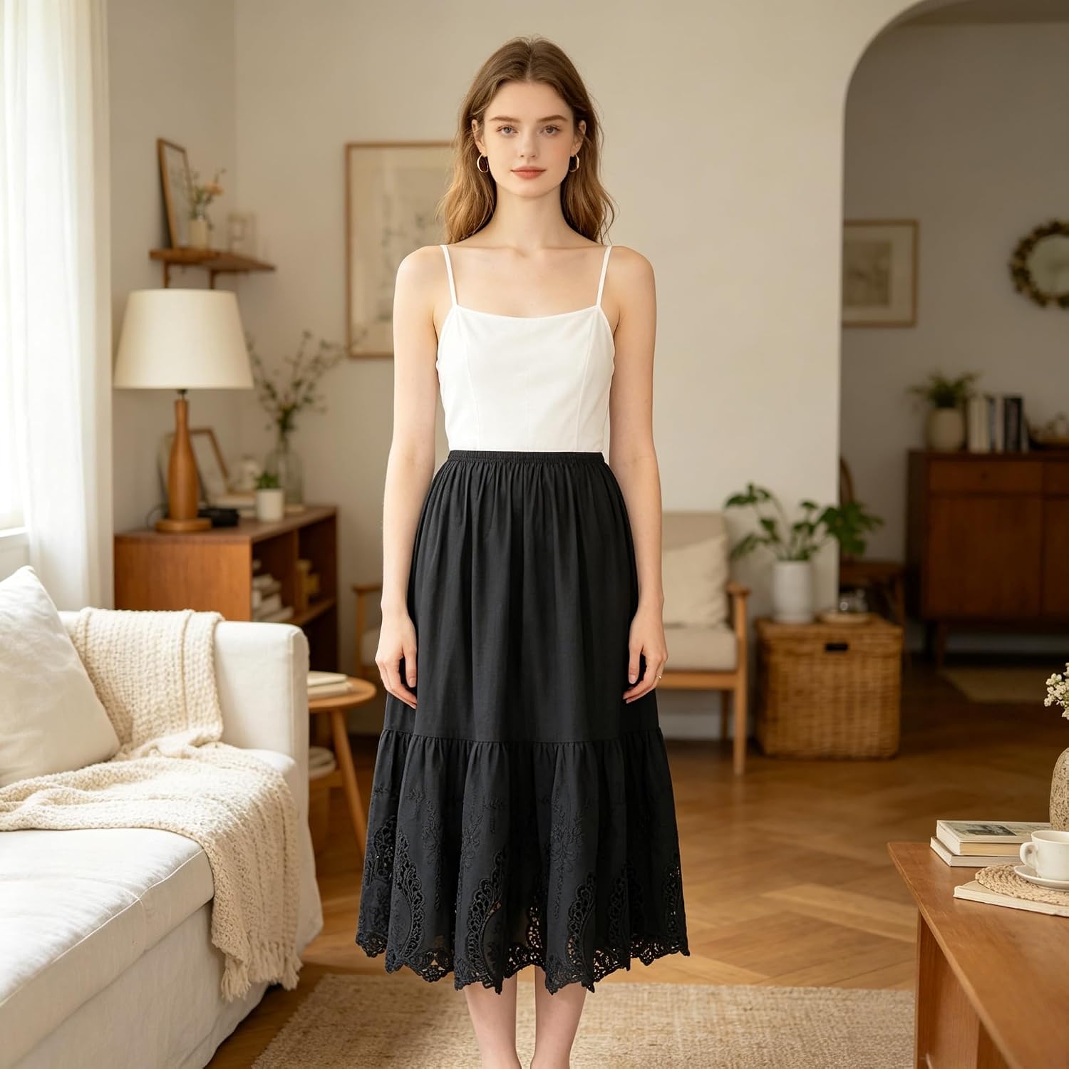 skirt extender dress women slip dresses under lace cotton extenders enaguas de mujer para faldas (US, Alpha, 3X-Large, Regular, Regular, QZOO5 black)