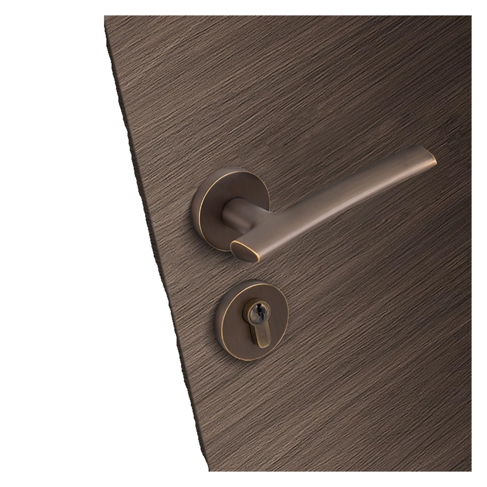 Serrure de porte intérieure simple en bois et laiton Coffee bronze