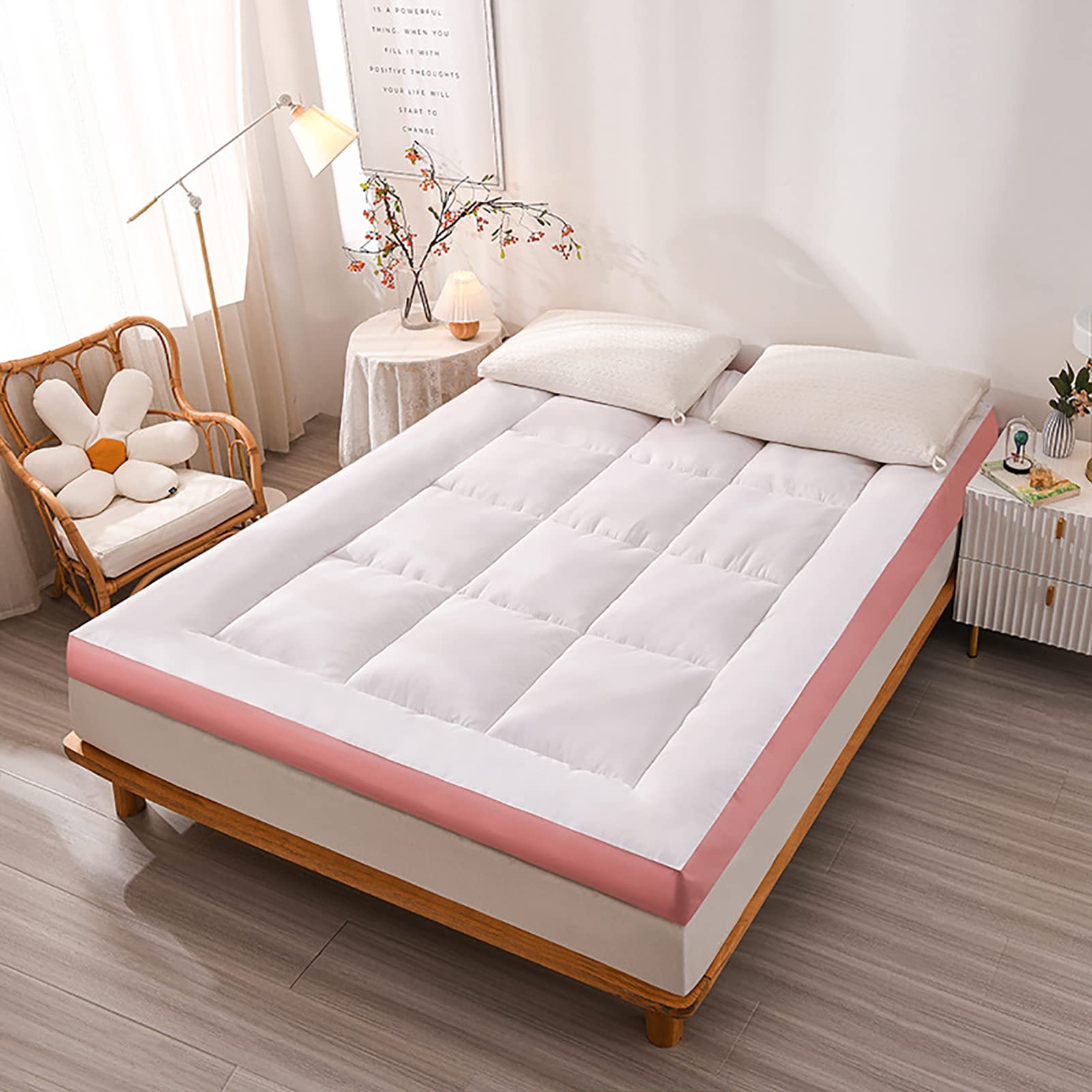 Futon Mattress, Padded Japanese Floor Mattress Quilted Bed Mattress Topper,  Extra Thick Folding Sleeping Pad Breathable Floor Lounger Guest Bed