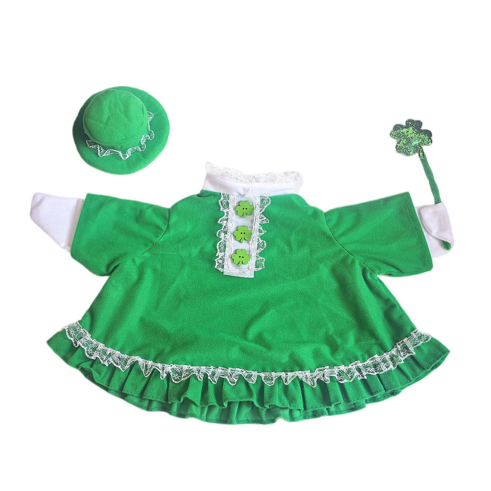 Tsophreniq Fabric Geese Decoration Outfit with Clovers Designs Perfect for Irish Themed Event and Sustainable Fabric Party