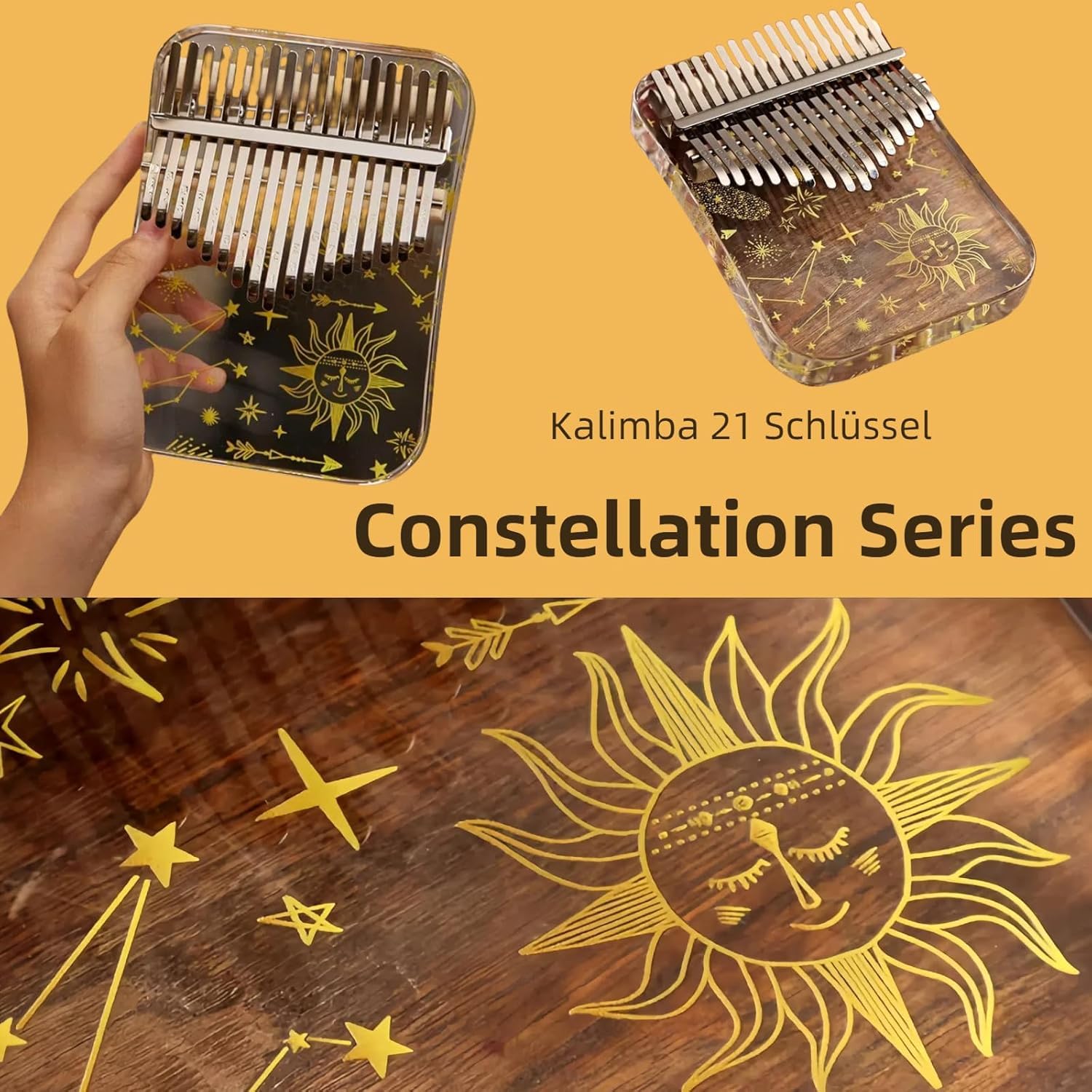 Kalimba 21 Schlüssel, Crystal Fingerklaviere，Professionelle Daumenklavier Carlimba, Mbira Instrumente für Erwachsene und Kinder (Weiß)