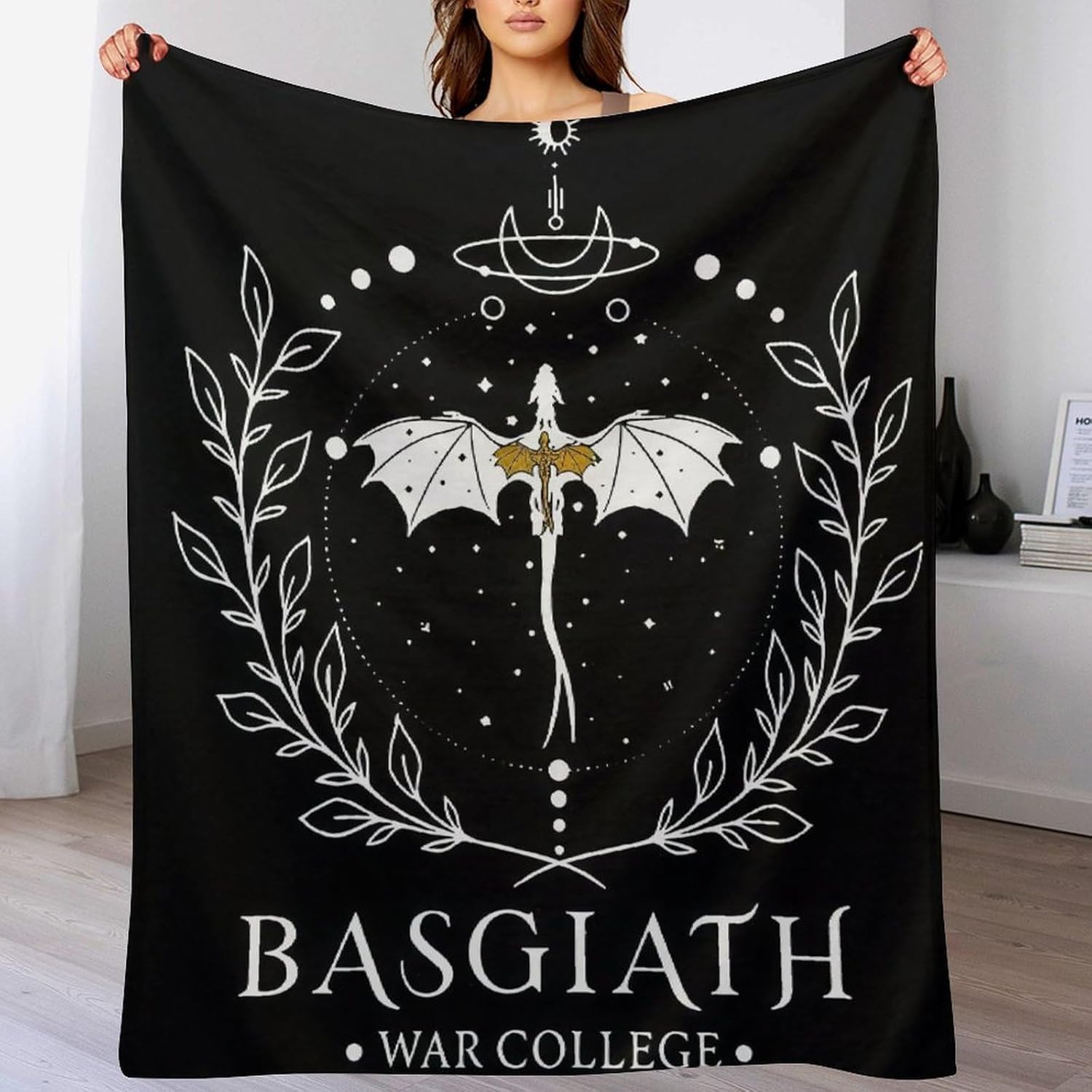 Fourth Wing Dragon Plush Blanket,Includes 50 pcs Forth Wing Stickers & 1 Canvas Bag,Ultra-Soft Flannel Fantasy Blanket for Kids, Teens, and Book