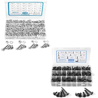 Besitu 400PCS Self Tapping Screws and 720Pcs Machine Screw Assortment Kit Bundle