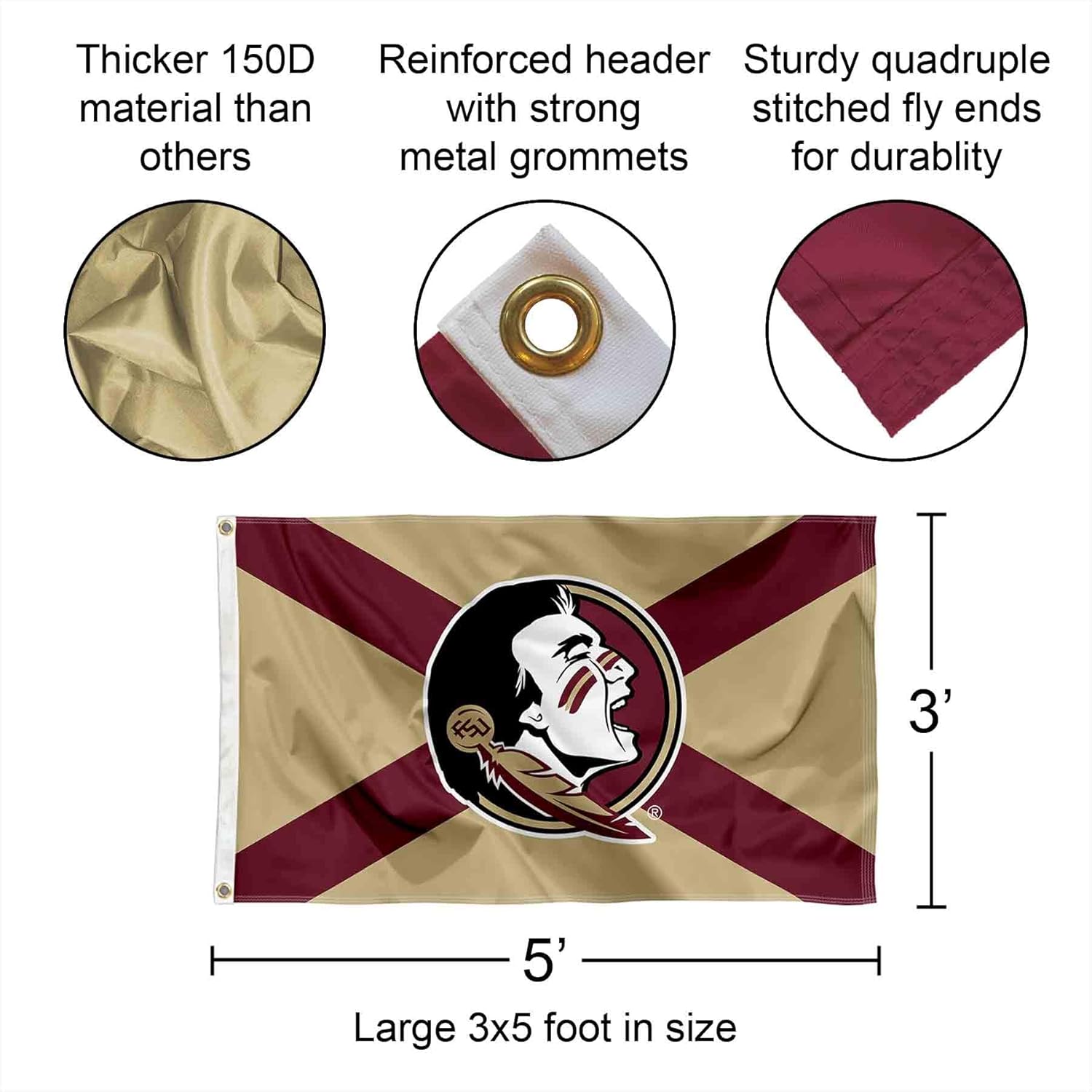 Florida State FSU Noles State of Florida Flag - Image 2