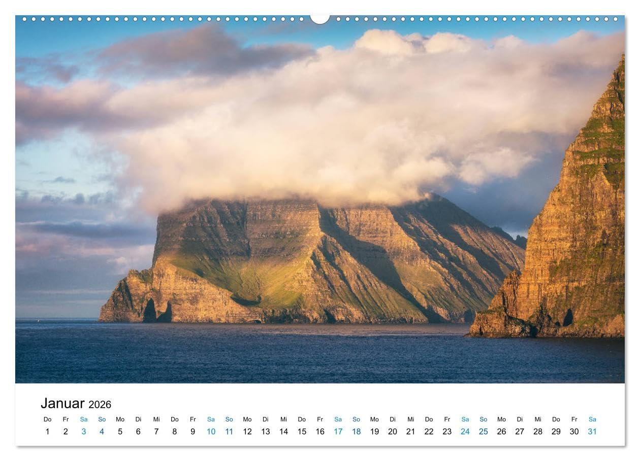 Färöer - Archipel im Nordmeer (hochwertiger Premium Wandkalender 2026 DIN A2 quer), Kunstdruck in Hochglanz: Fotografien von der Inselgruppe der Färöer
