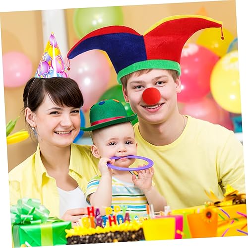 Miniatura 2 de Didiseaon 2 piezas de sombrero de bufón arcoíris para cosplay, sombrero de payaso con campanas, divertido accesorio de disfraz de bufón para Mardi