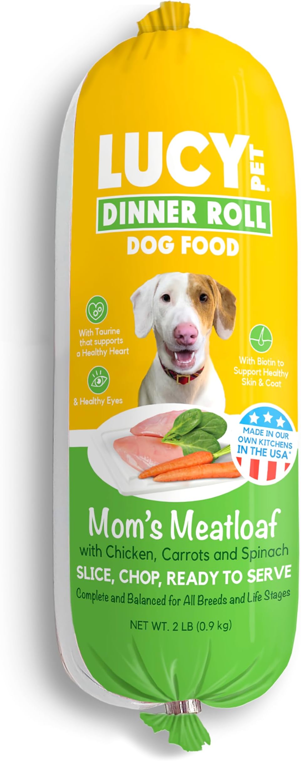 Lucy Pet Dinner Rolls- Mom's Meatloaf Chicken with Carrots and Spinach 2lb