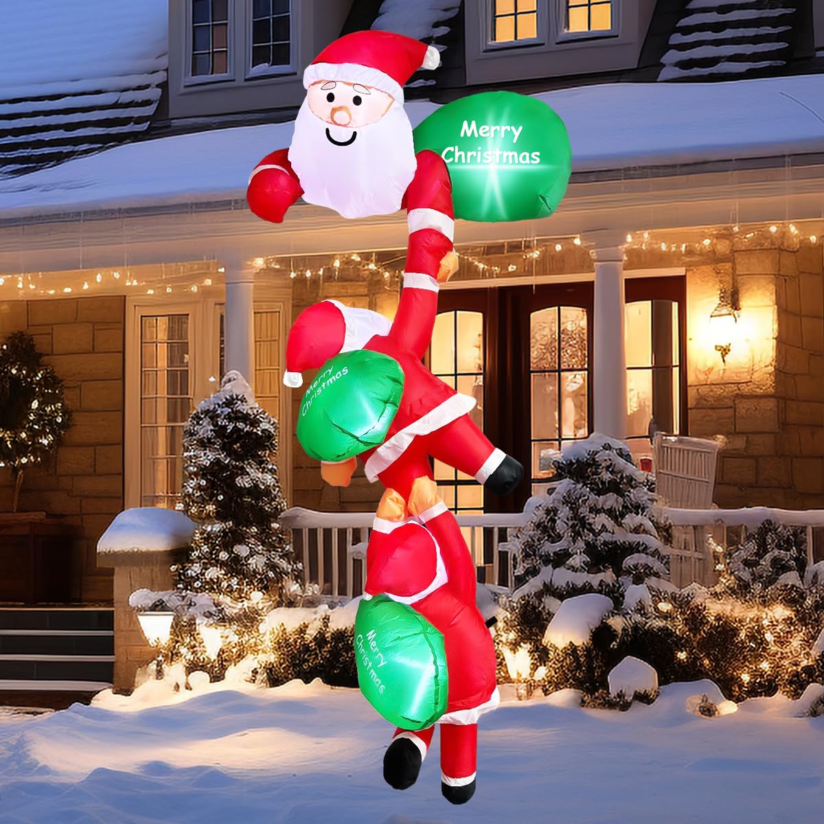 8 FT Hanging Christmas Inflatables Outdoor Decoration, Climbing Santa with Build-in LED, Blow Up Inflatable for Xmas Party, Holiday, Outdoor, Indoor, Yard, Garden, Lawn