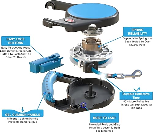Miniatura 9 de Wigzi Correa retráctil de gel para mascotas, grande, color rojo