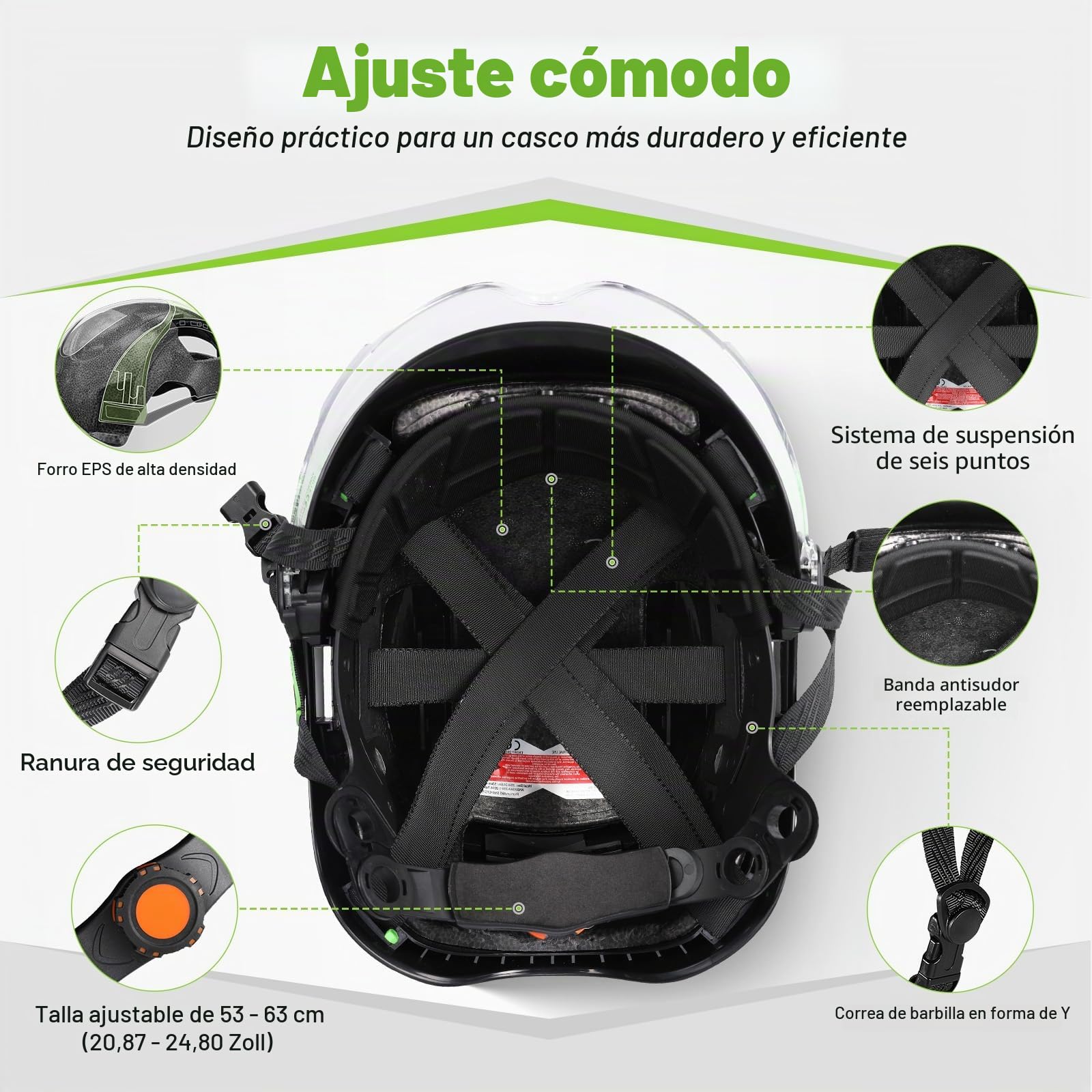 GREEN DEVIL Casco de seguridad X-Armor con protección auditiva activa y visera transparente, casco de seguridad ABS EN 397, casco industrial EN352, compatible con SNR 32dB con Bluetooth
