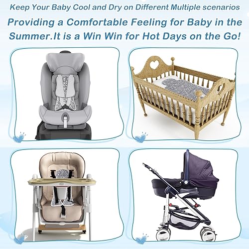 Miniatura 6 de Pinkunn 2 almohadillas de gel para asiento de automóvil para bebé, cojín de hielo transpirable, multifuncional, tapete enfriador para cochecito de