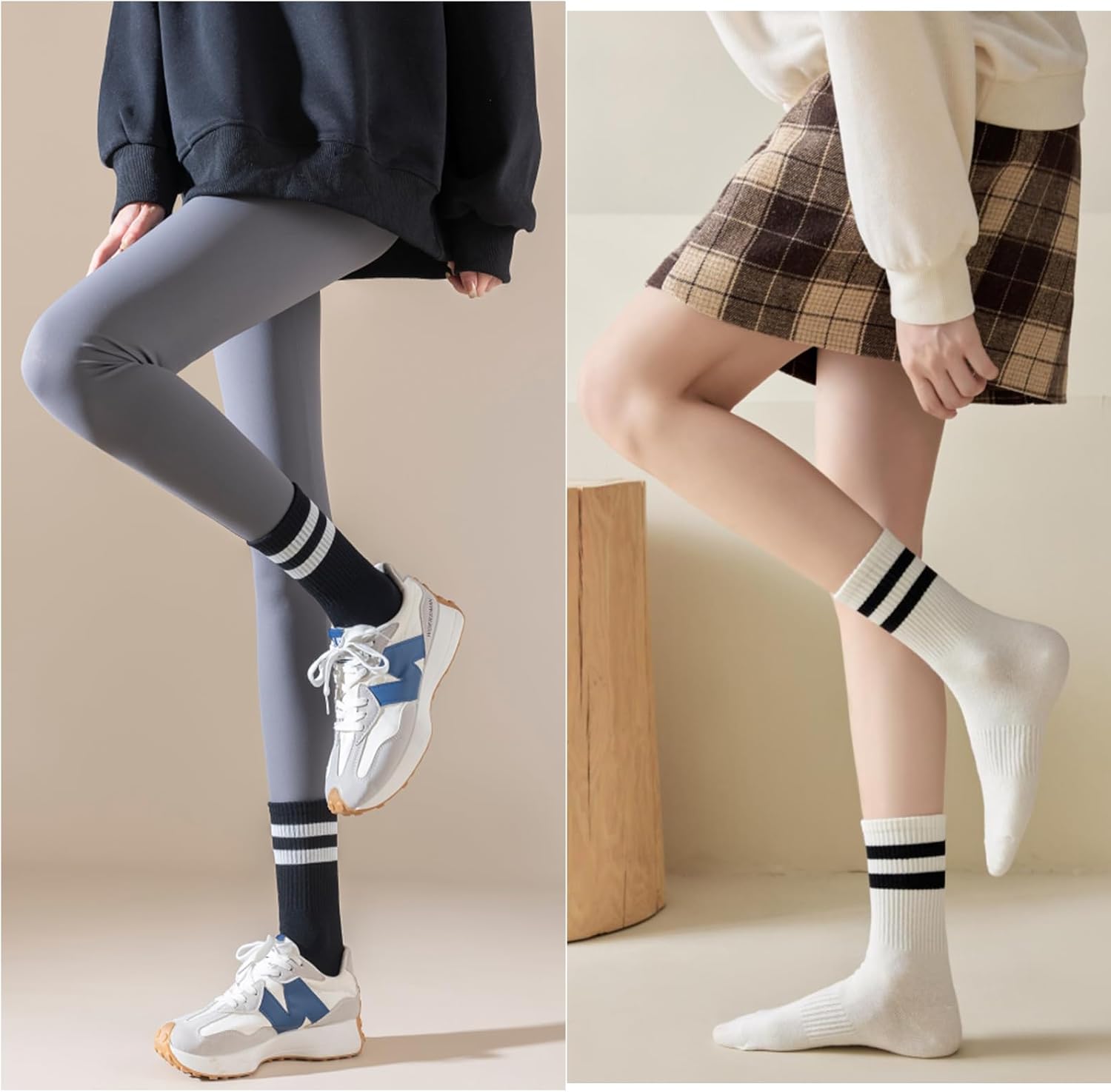 Womens Vintage Cotton Cozy Crew Socks,Striped Athletic Casual Socks for Women 8 Pairs,Gifts Box - Image 6