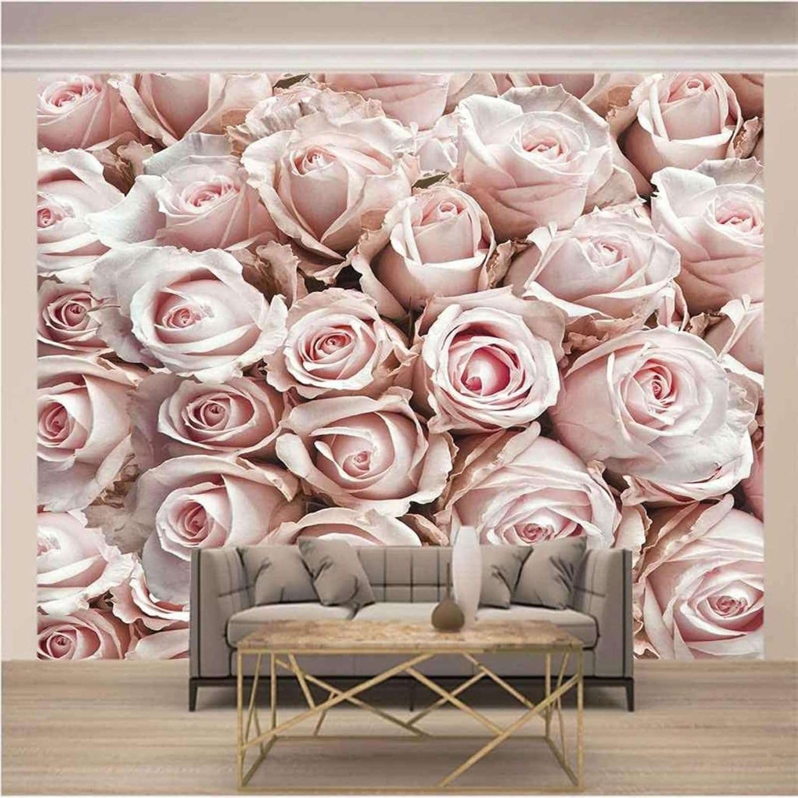 Papier peint 3D salon décoration maison fleur rose paysage grand format chambre art mural