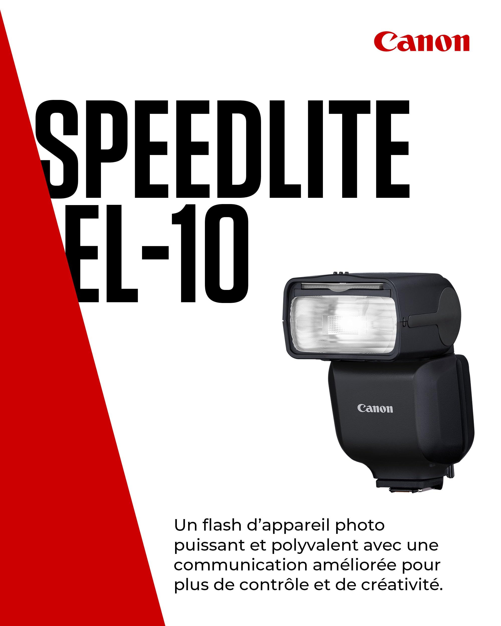 Canon Speedlite EL-10 avec E-TTL II, Plage de Puissance Polyvalente de 1/1 à 1/1024, Griffe Multifonction, légère et alimentée par des Piles AA.