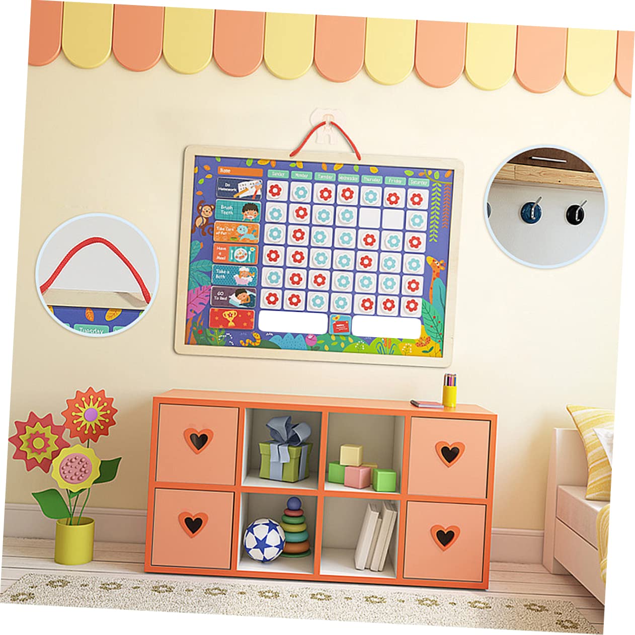 NUOBESTY Tabla de Recompensas de Comportamiento para Niños de Madera
