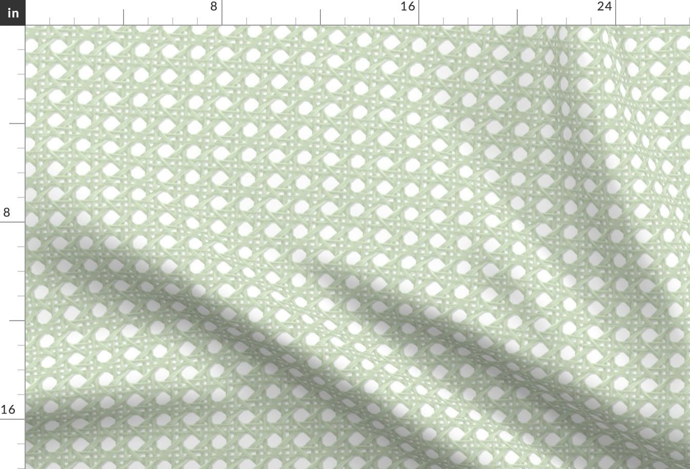 Spoonflower Fabric - Light Green Cane Weave Rattan Weaving Design Boho Chic Costal Beach Printed on Minky Fabric by The Yard - Sewing Baby Blankets Quilt Backing Plush