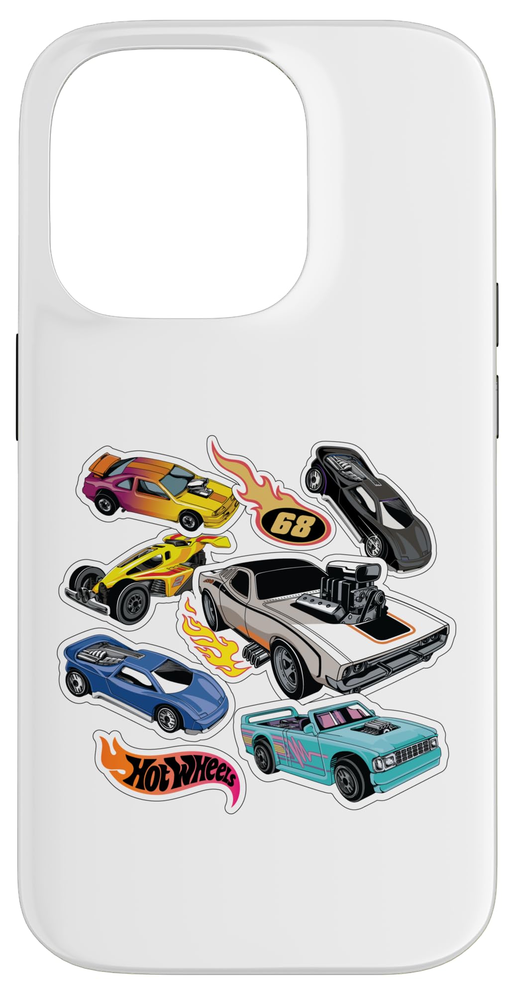 Hot Wheels Car Sticker Collage with Logo Case for iPhone 14 Pro