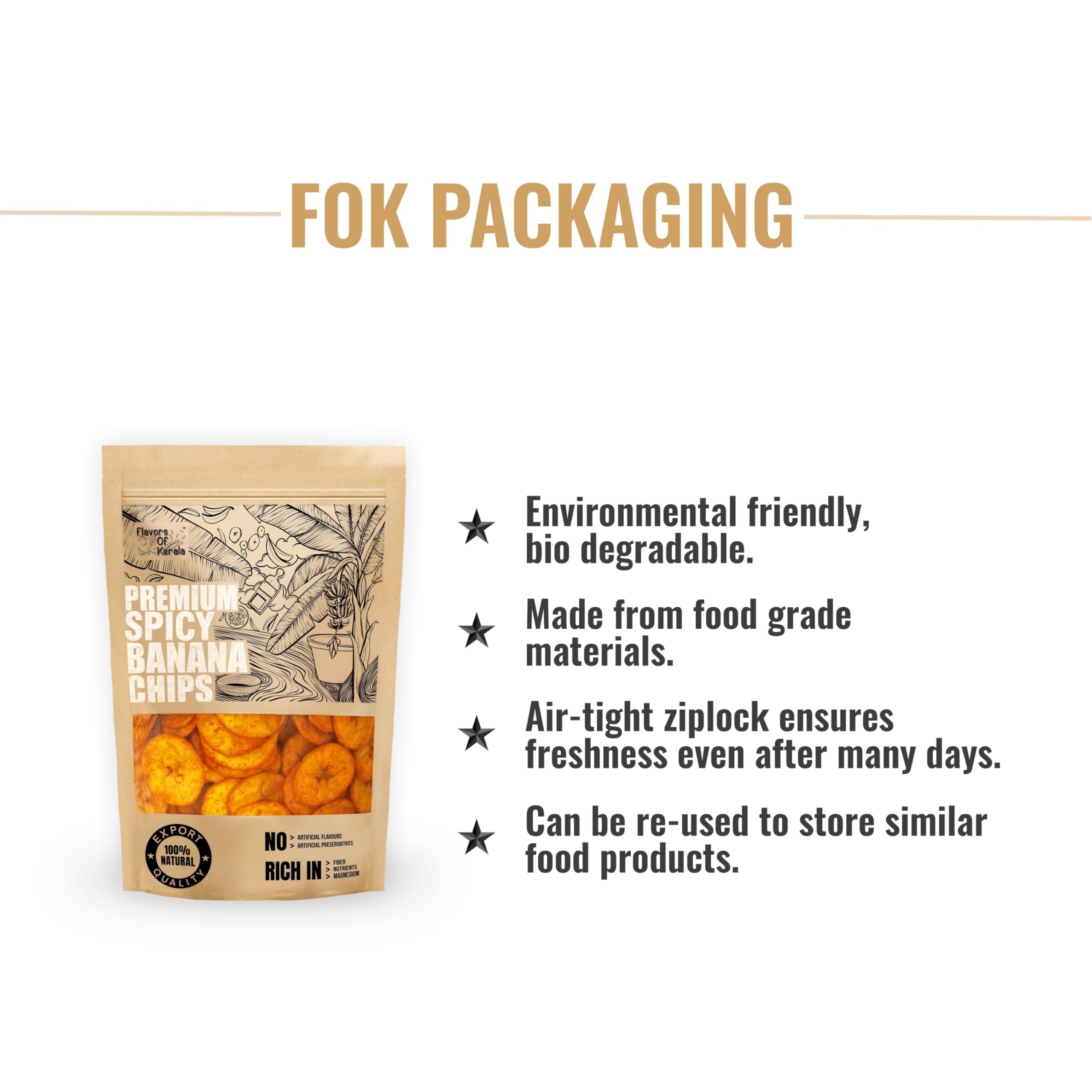 FLAVORS OF KERALA (FOK) | Premium Spicy Banana Chips Wafers In Coconut Oil | Fresh, Thin, Crispy, Namkeen Snack (300 GM) | 3