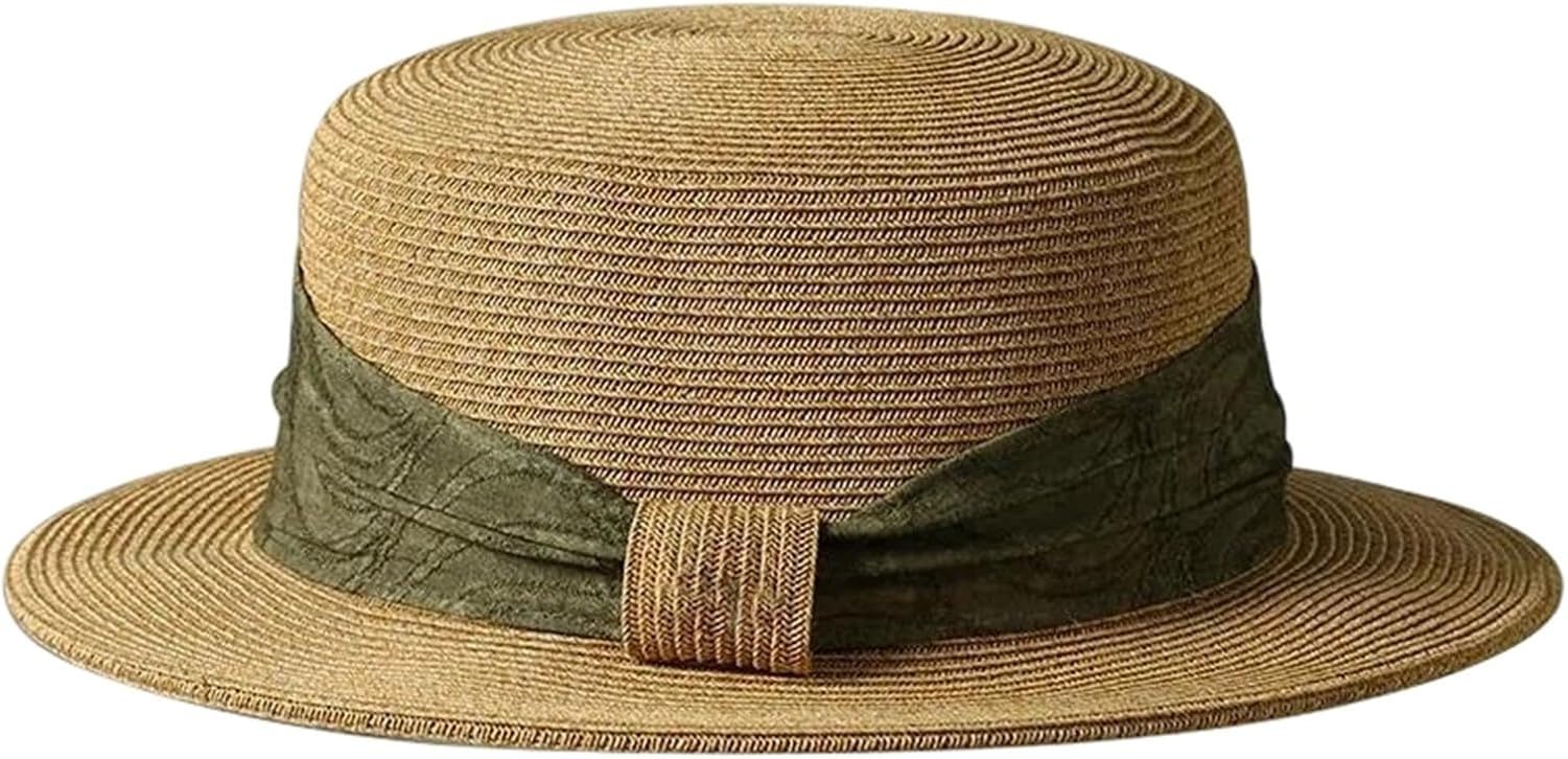 XIUNYIE Natural Paper Straw Visor Hat for Men Women, Sunscreen Cap for Farmer Beach Photography, Tho-9630-coffee, 56-58