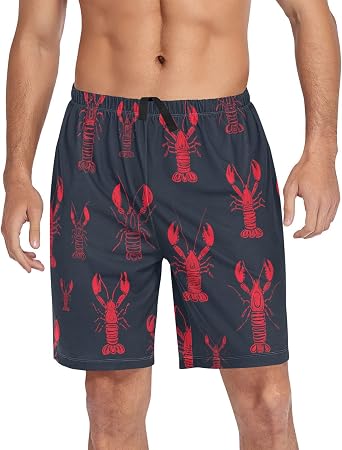 Ollabaky Mens Pajama Shorts Soft Lounge Sleep Shorts with Pockets Comfy Pjs Bottoms for Men