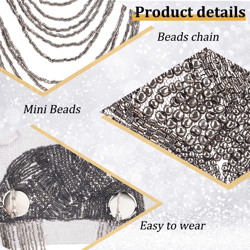 WEBEEDY 2 Toppe Fatte a Mano Con Perline a Forma di Foglia, Nappe, Spalline, Collari, Distintivi, Frange, Spalla, Strass, per Costumi da Ballo di Nozze