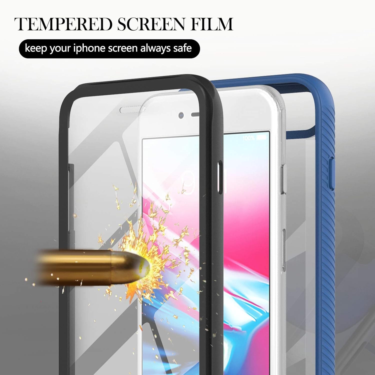 for iPhone 16e 2025 Case 6.1", for iPhone 16e 5G Phone Case with Built-in Screen Protector Clear Slim Back Cover Shockproof Rugged Heavy Duty Bumper Full Body Protective Case, Blue - Image 3