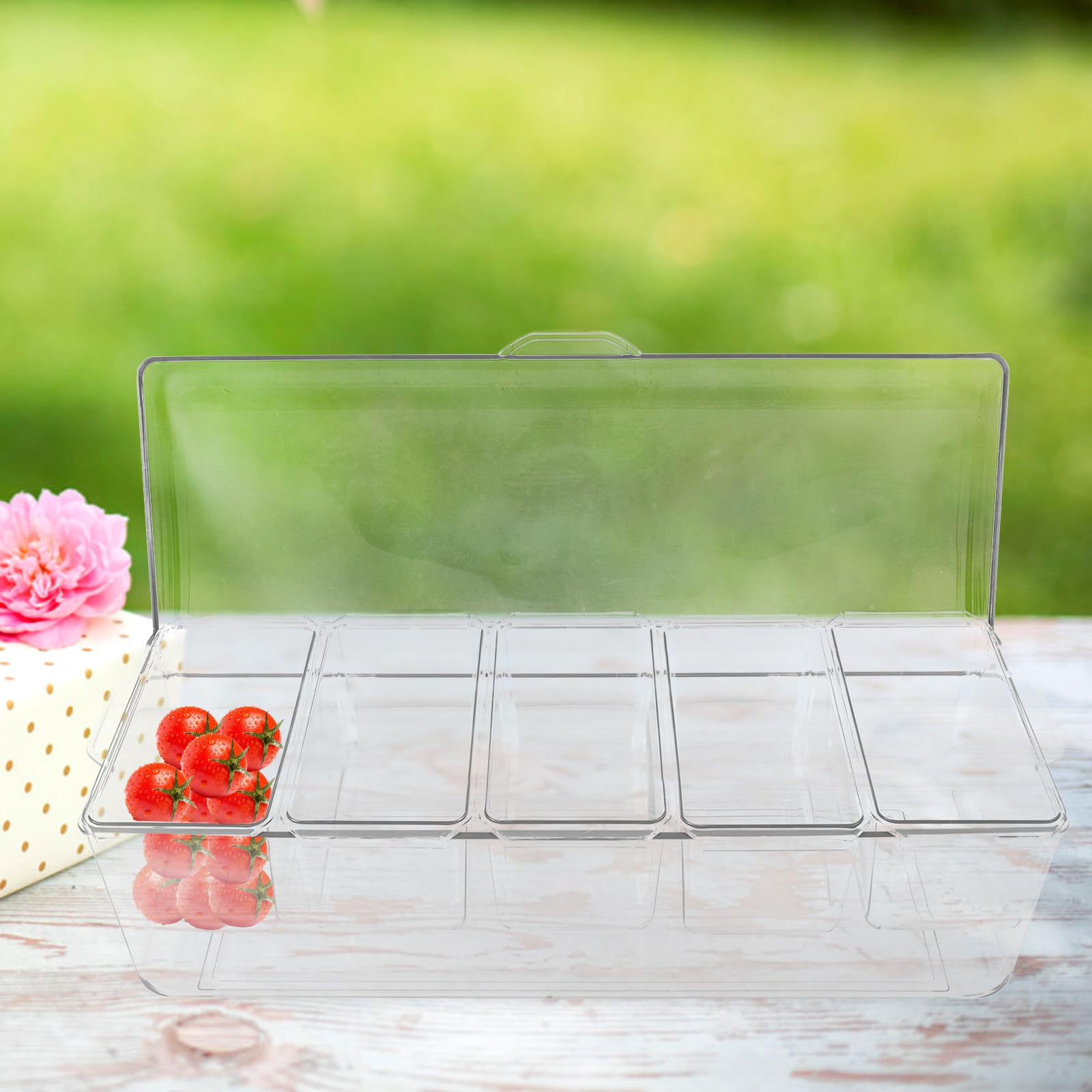 CALLARON Contenitore per Insalata con 5 Scomparti in Plastica, Capacità Grande, Mantiene Fresche le Verdure, per Picnic e Barbecue All'aperto