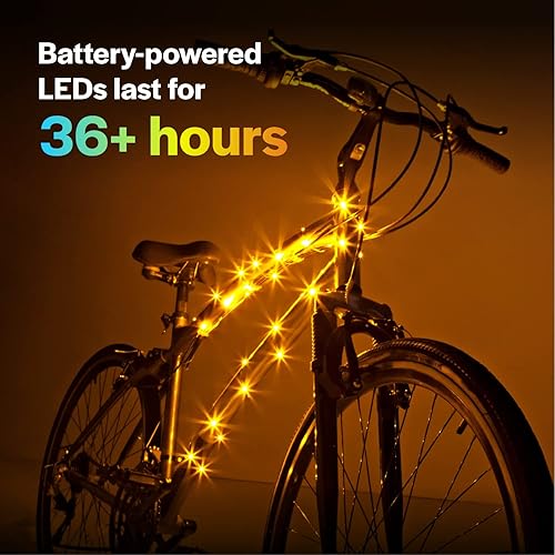Miniatura 5 de Brightz CosmicBrightz - Cuerda de luz LED para marco de bicicleta, cuerda de 6.5 pies, funciona con pilas con interruptor de encendidoapagado, color